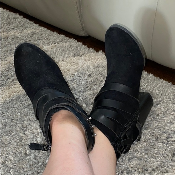 Black suede studded ankle booties - Picture 2 of 6